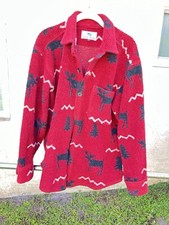 True Grit Men’s Red Fleece Moose Reindeer Jacket Size S Made In Usa