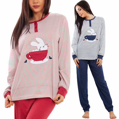Damen Pyjama Langarm Streifen Punkte Overall Nachtwäsche TOOCOOL BE-7137