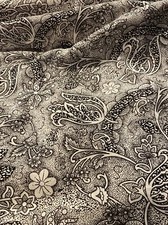 African Print Floral Nylon Fabric Dress, Blouse Scarf 4yds 4 Lightweight Brown