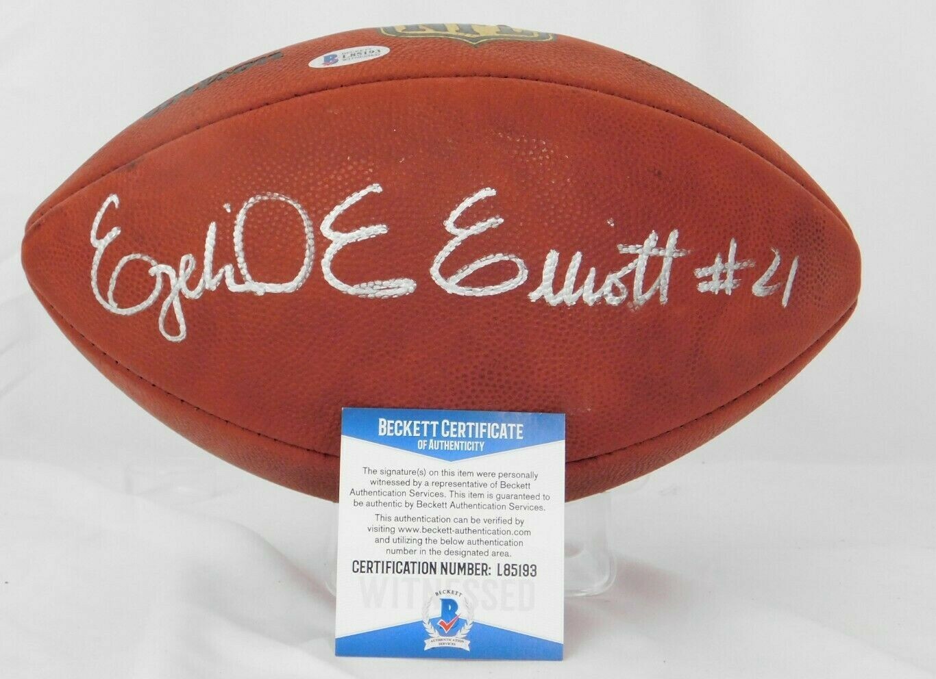 Ezekiel Elliott Autographed Signed Dallas Cowboys Authentic Duke Football On Field Beckett COA Cowboys OSU 
