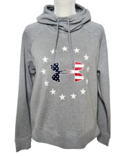 Under Armour Womens M Loose Freedom Logo Hoodie Sweatshirt USA Long Sleeve Gray