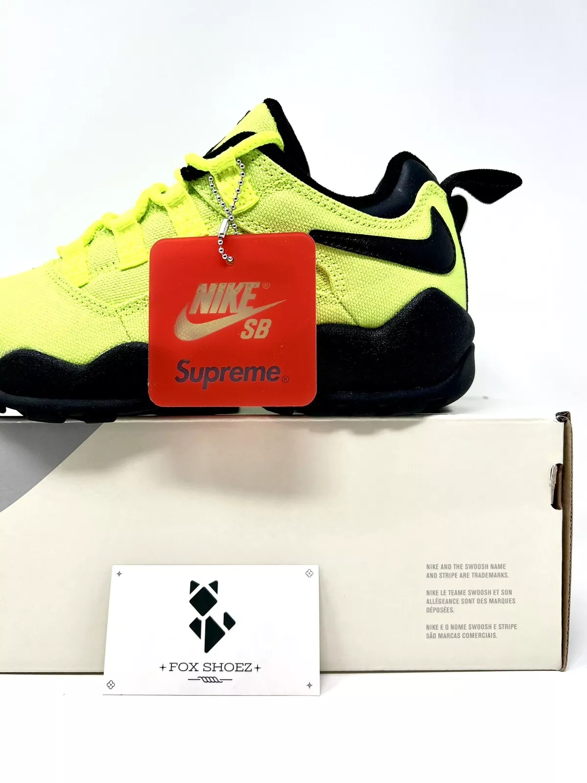 Nike SB x Supreme Darwin noir bas volt jaune   Taille 6 hommes (7,5 femmes)   NEUF
