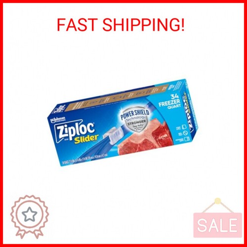 Ziploc Quart Food Storage Freezer Slider Bags, Power Shield Technology