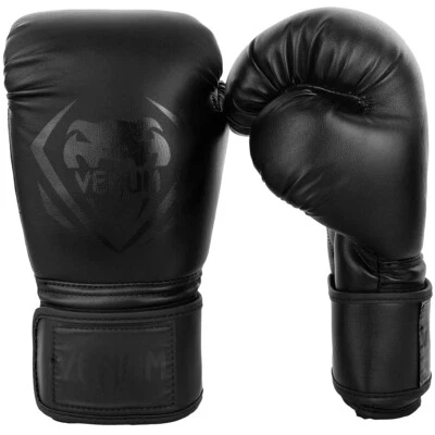 Venum Contender Hook and Loop Training Boxing Gloves - Black/Black