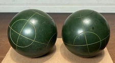2 Vintage Sportcraft GREEN circular Line Pattern Bocce Ball Replacement