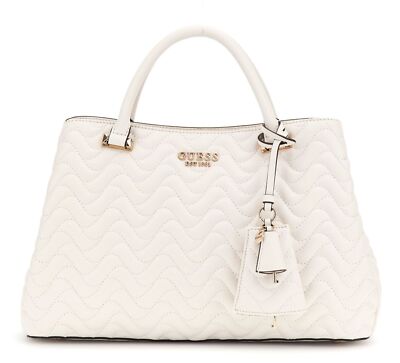 GUESS Centre Stage Abey Status Satchel Umhängetasche Handtasche Shell creme weiß