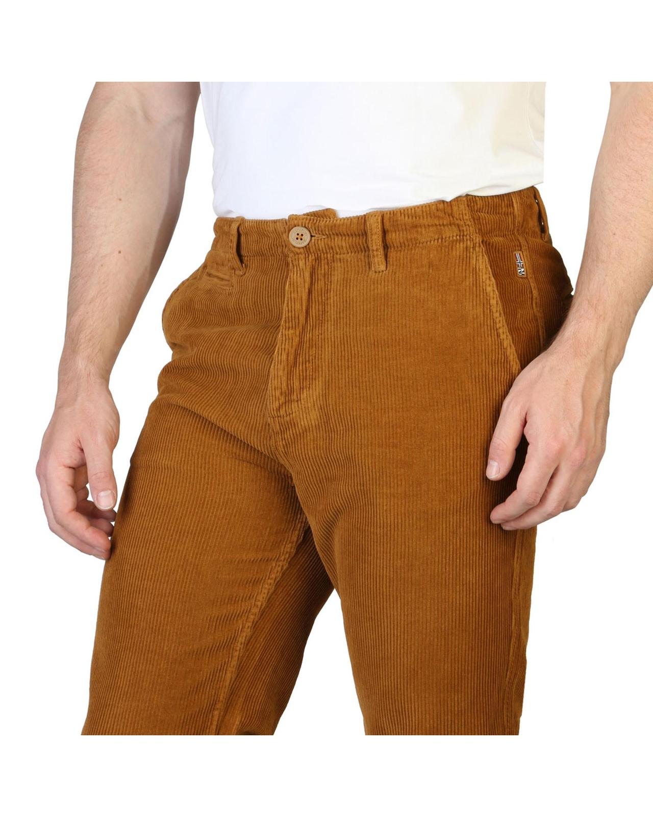 Napapijri Striped Cotton Trousers with Button and Zip Fastening Pants