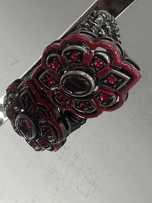 GUCCI　グッチ　クリスタル フラワーリング　レッド NWB Authentic GUCCI Red Crystal Ring Gucci Flower Ring Made In