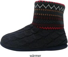 KuaiLu Mens Slippers Knitted Wool Like Plush Fleece Lined Boots Non-Slip Size 10