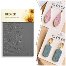 KEOKER Polymer Clay Texture Sheets Set, Works with Polymer Clay Cutter, Same ...