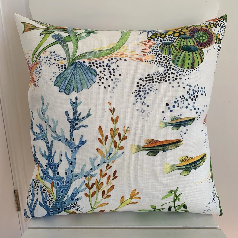 Osborne & Little Outdoor Fabric Cushion Cover CORALLINE - 17" - Fish and Coral - Image 2 of 3