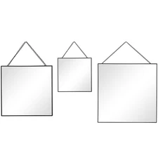 Scott Living Framed Square Mirrors with Chains, Set of 3, Black