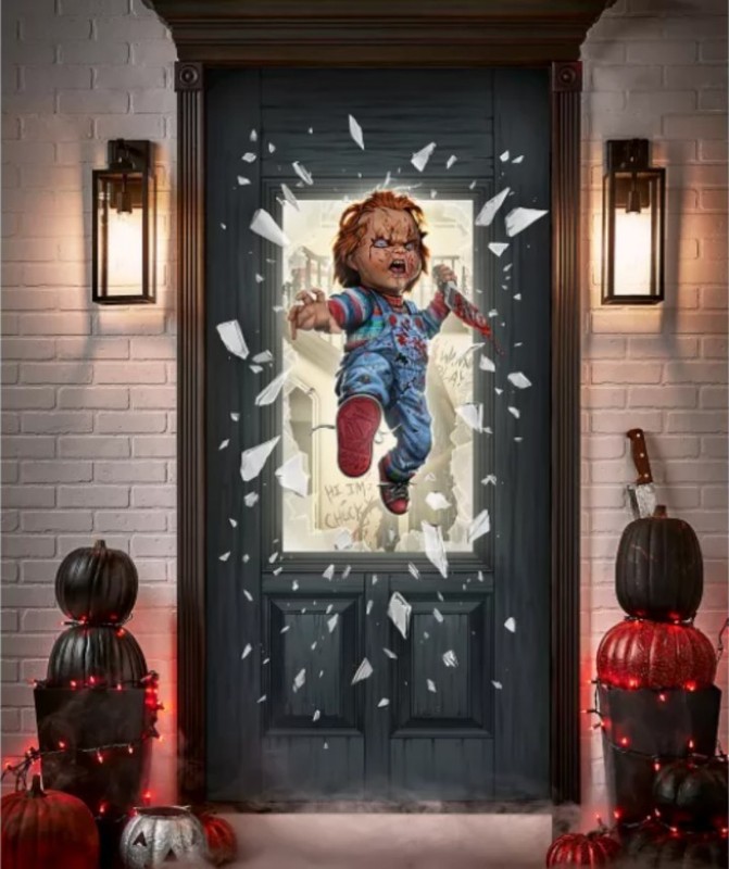 NEW OFFICIAL CHILD'S PLAY CHUCKY HALLOWEEN DOOR COVER 37" X 80" FREE SHIPPING