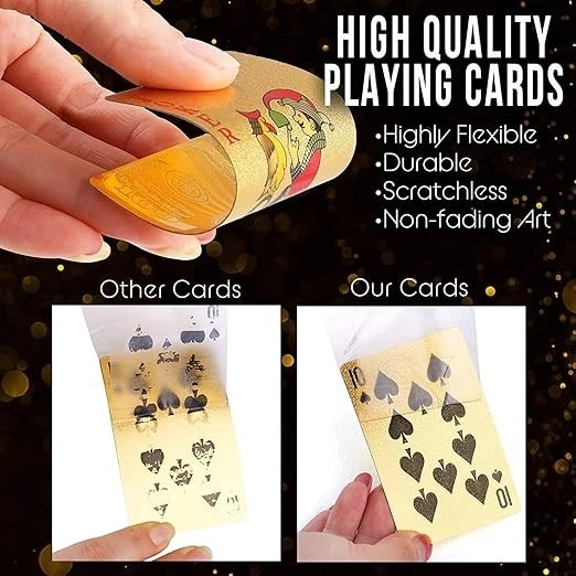 Jeu de cartes étanches en or, cartes à jouer flexibles en plastique PVC doré - Photo 4/4