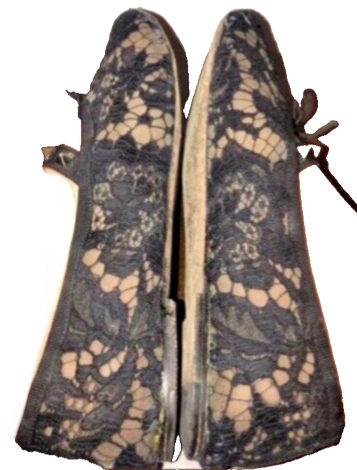 VALENTINO GARAVANI Lace Ballet Flat Shoe with RockStud & Bow BLACK Size 37 thumbnail 12