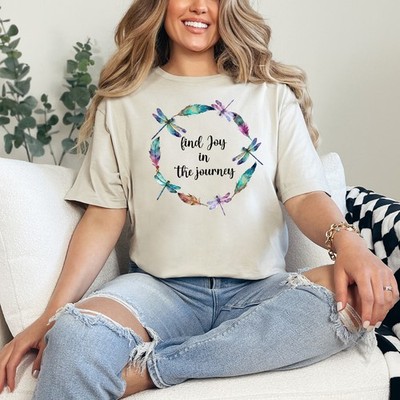 Find Joy In The Journey Damen Ring-Spun T-Shirt Boho Natur Geschenk für Sie