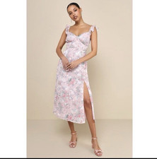 Lulus Delightful Direction Blush Floral Ruffl...