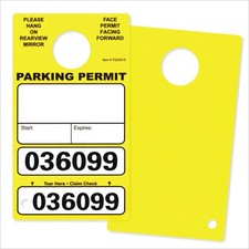 500 Yellow Parking Permit Hang Tags for Car Rear View Mirror, with Vehicle Cl...