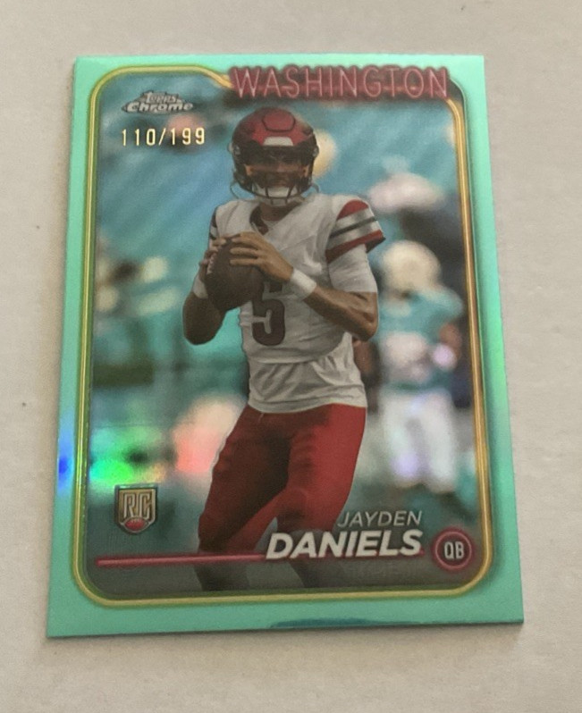 2024 Topps Chrome - Rookies Jayden Daniels #201 Aqua Refractor  #110/199 (RC)