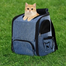 In/Outdoor Pet Backpack Expandable Cat Dog Backpack Carrier Small Pets Durable