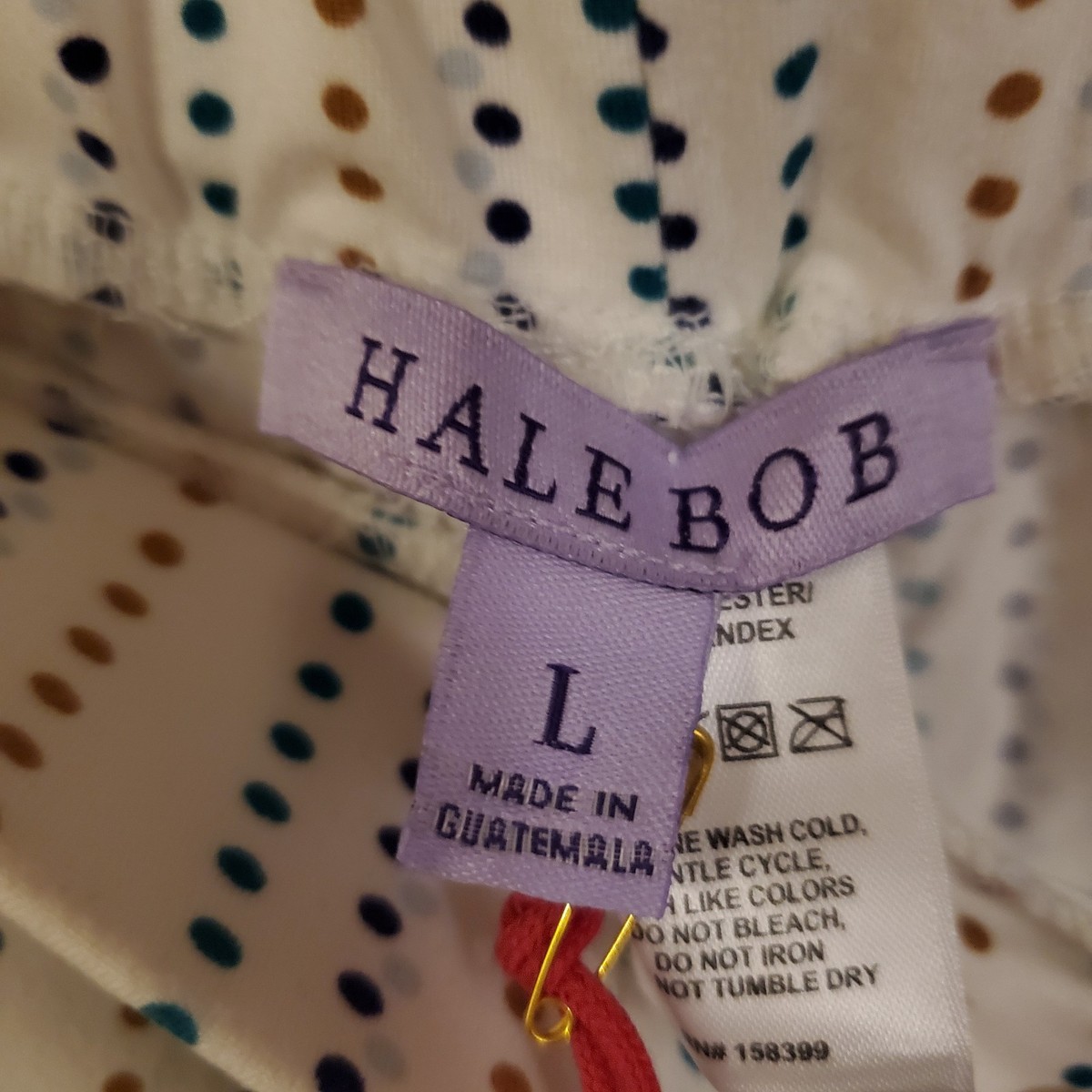 のん  Hale Bob Lounge Pajama Polka Dot Pants Women's Large White NWT
