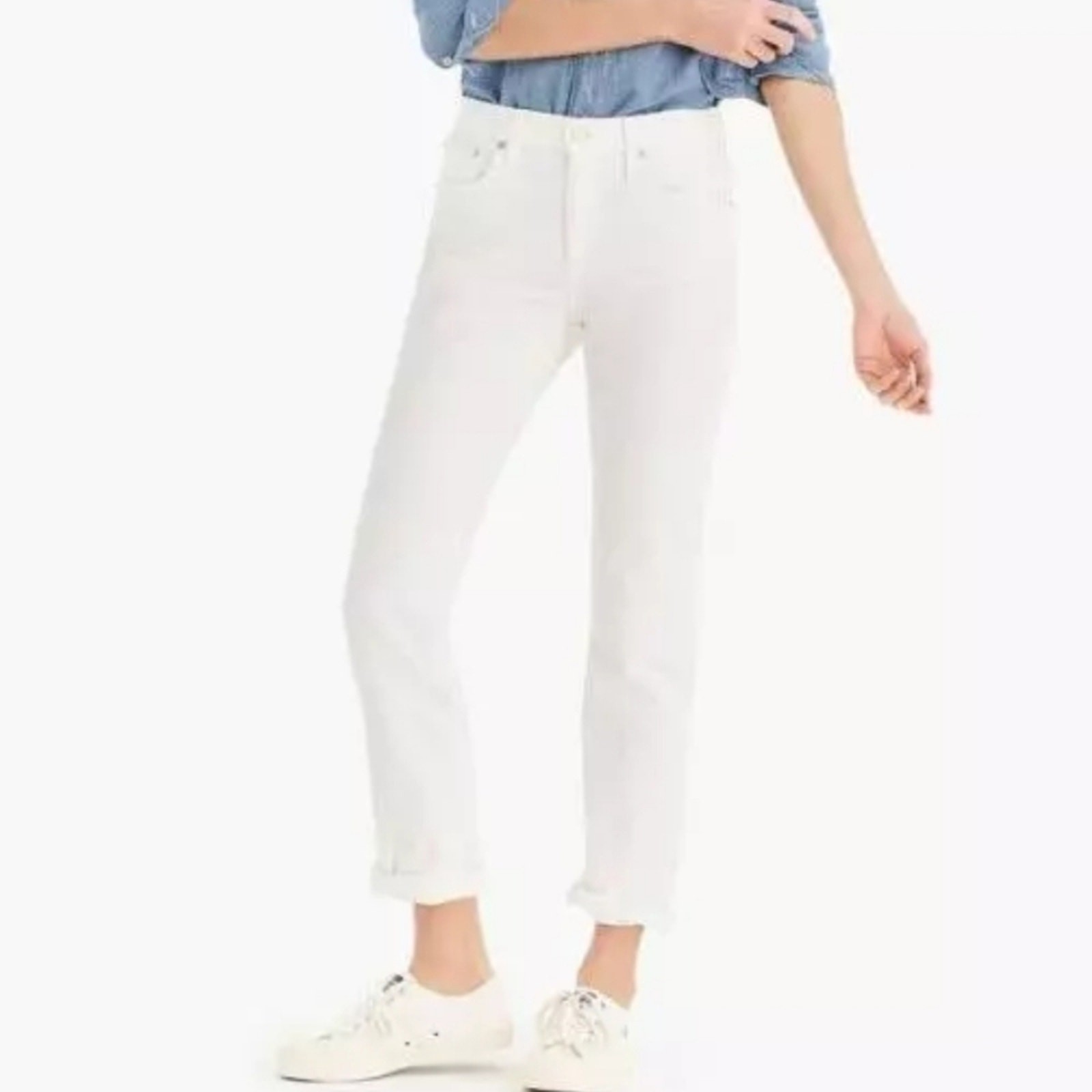 J. CREW Slim Broken-In Boyfriend Jeans In White 30