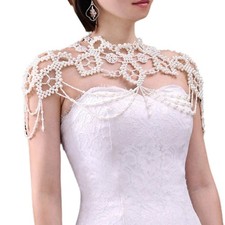 Wedding Faux Pearl Bib Choker Necklace Jewelry Beading Body Chain Shawl Collar