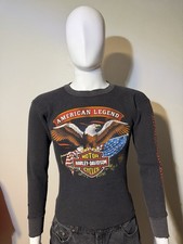 VTG Harley Davidson 3D Emblem Waffle Knit Shirt Size Large