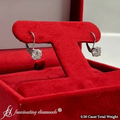 Ohrringe mit Hebelverschluss für Damen 0,50 bis 2 kt im Labor gezüchteter Diamant 14 K Gold Ohrringe