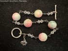 7.5" Green and Pink Rhodochrosite Beaded Bracelet with Sterling Silver Links — photo 4
