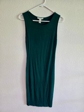 Forever 21 Sleeveless Form Fitting Tank Midi Bodycon Dress Forest Green Small W-