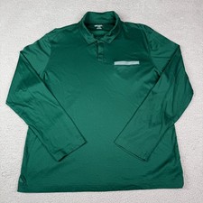 UNTUCKit Shirt Mens XL Green Long Sleeve Wrinkle Free Damaschino Pocket Polo