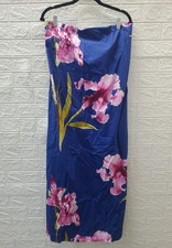 New Anthropologie Strapless Floral Midi Dress Navy Size L