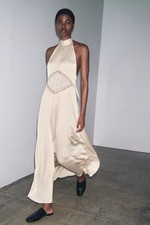 ZARA WOMEN'S EMBROIDERED DRESS BEIGE BRAND NEW WITH TAGS - MEDIUM (M)