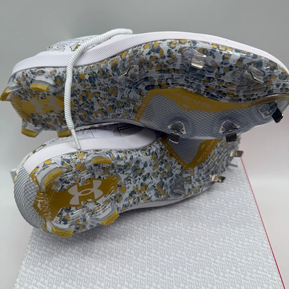 Under Armour UA Harper 7 Low ST White Gold Baseball Cleats Men's Size 12 - Image 4 of 4