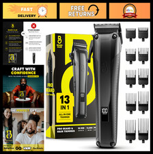 Professional Cordless Beard Trimmer for Men - High Power 13,000 RPM, 10 Guides,