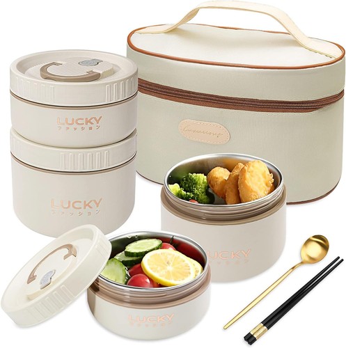 Portable Insulated Lunch Containers, Stainless Steel Bento Adult Lunch with I...