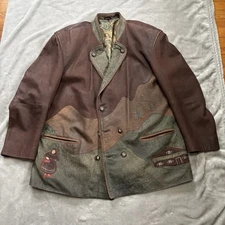 Vintage Echt Leder Oversized Jacket Patchwork Abstract *See Measurements