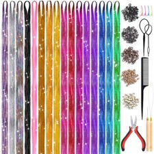 Hair Tinsel Kit 48 Inch, 16 Colors, 3200 Strands , Glitter Sparkling Tinsel ...