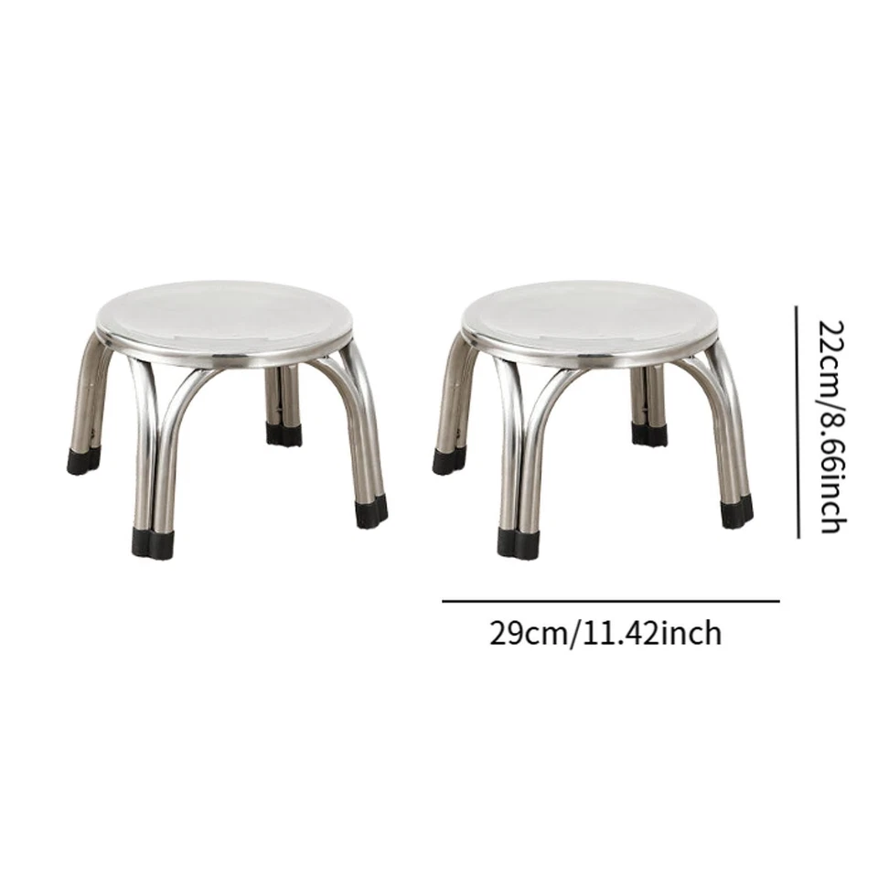 2 Pieces Small Stools Stainless Steel Household Nonslip Children Sofa Benches - image 2 of 4