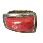 10g Vintage Ring MARKED 925 STERLING SILVER Size 9 Red Band Jewelry lot y