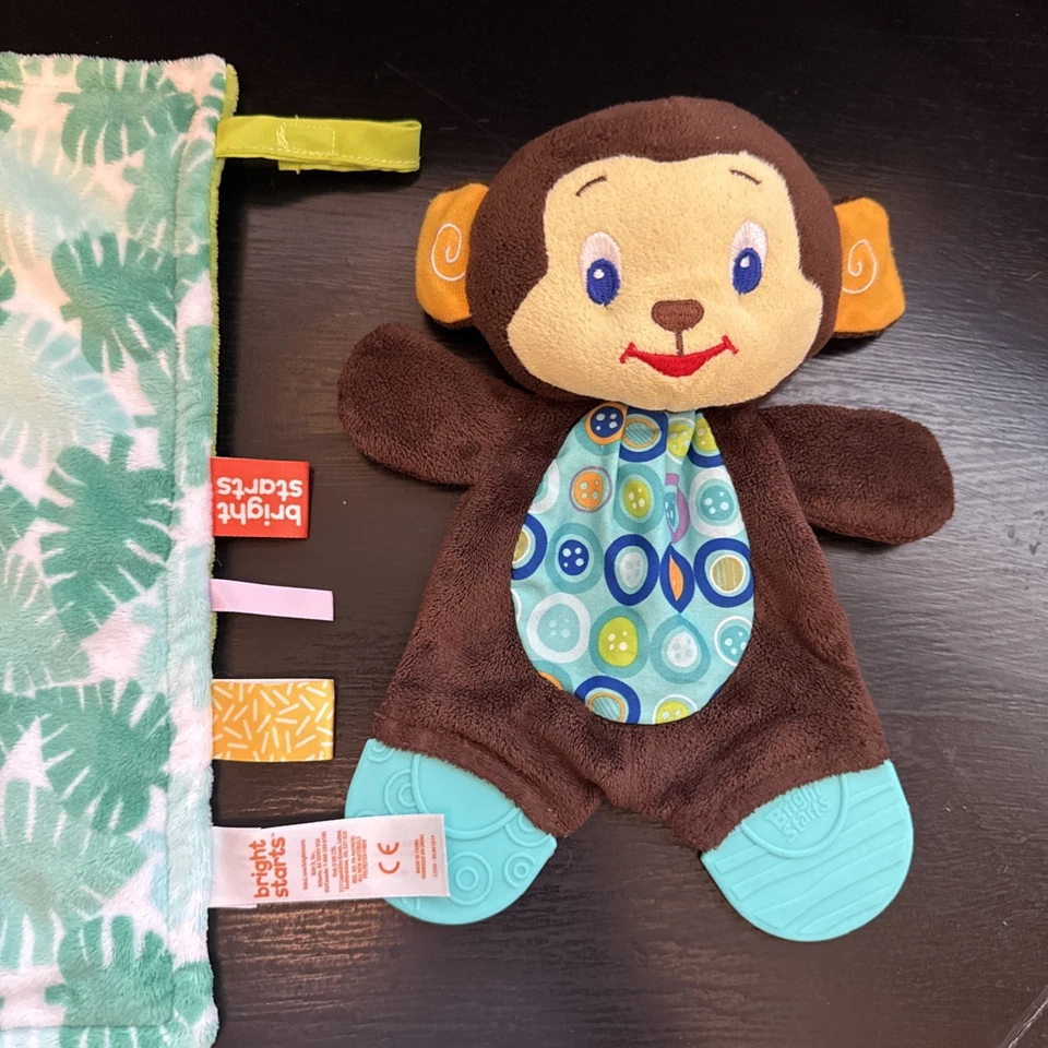 2-Pcs BRIGHT STARTS Snuggle & Teeth MONKEY + Matching TEXTURED LOVEY with TAGS - Image 2 of 4