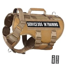 Tactical Dog Harness forarge Dogs, Breathable Air Mesh Dog Vest L Army Brown