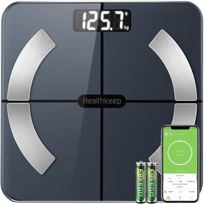 Körperanalysewaage mit App Smart Waage für Körperfett, BMI, Muskelmasse, Protein
