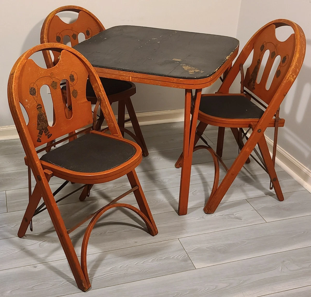Antique card table and chairs deals