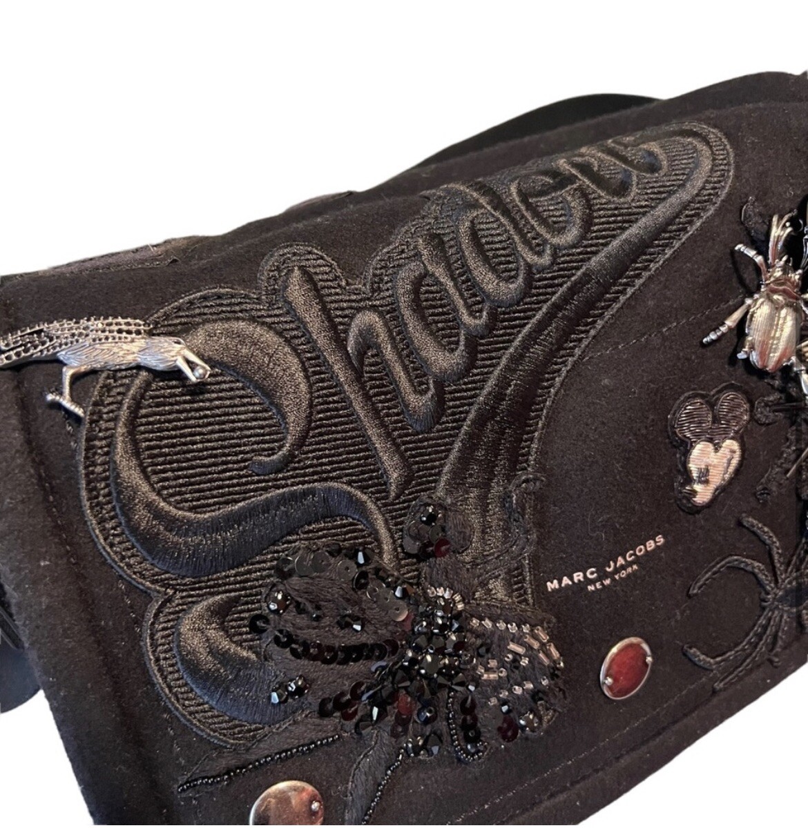 Marc Jacobs Disney Mickey Mouse Black Rummage Wool Messenger Bag Halloween Goth Marc Jacobs | Bags | Marc Jacobs Disney Mickey Mouse Black  main image 3