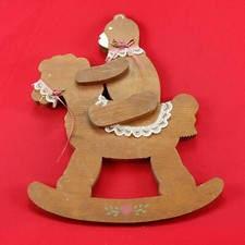 Vintage Handcrafted and Hand Painted Large Wooden Rocking Horse Wall Hanging