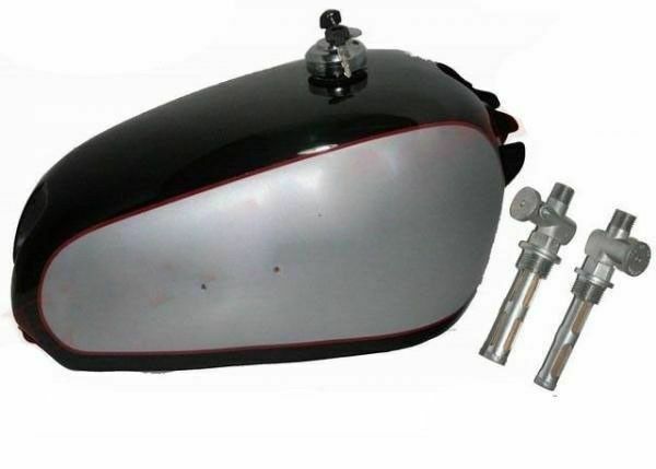 BSA Golden Flash A10 Kraftstoff Benzin Tank Schwarz Silber Mit Hahn + Deckel-image