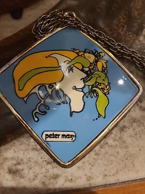 Vintage 1968 Peter Max Chain Pendant Chain Necklace  