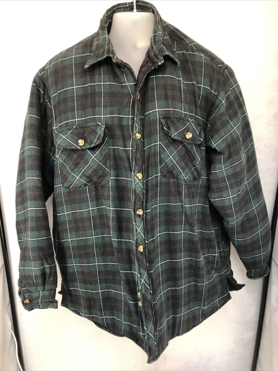 Vintage Ozark Trail XLT Quilted Lined Green Plaid Flannel Shirt Jacket |  eBay